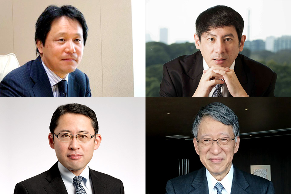 上段左から石綿 学氏、武井 一浩氏、下段左から三笘 裕氏、神田 秀樹氏